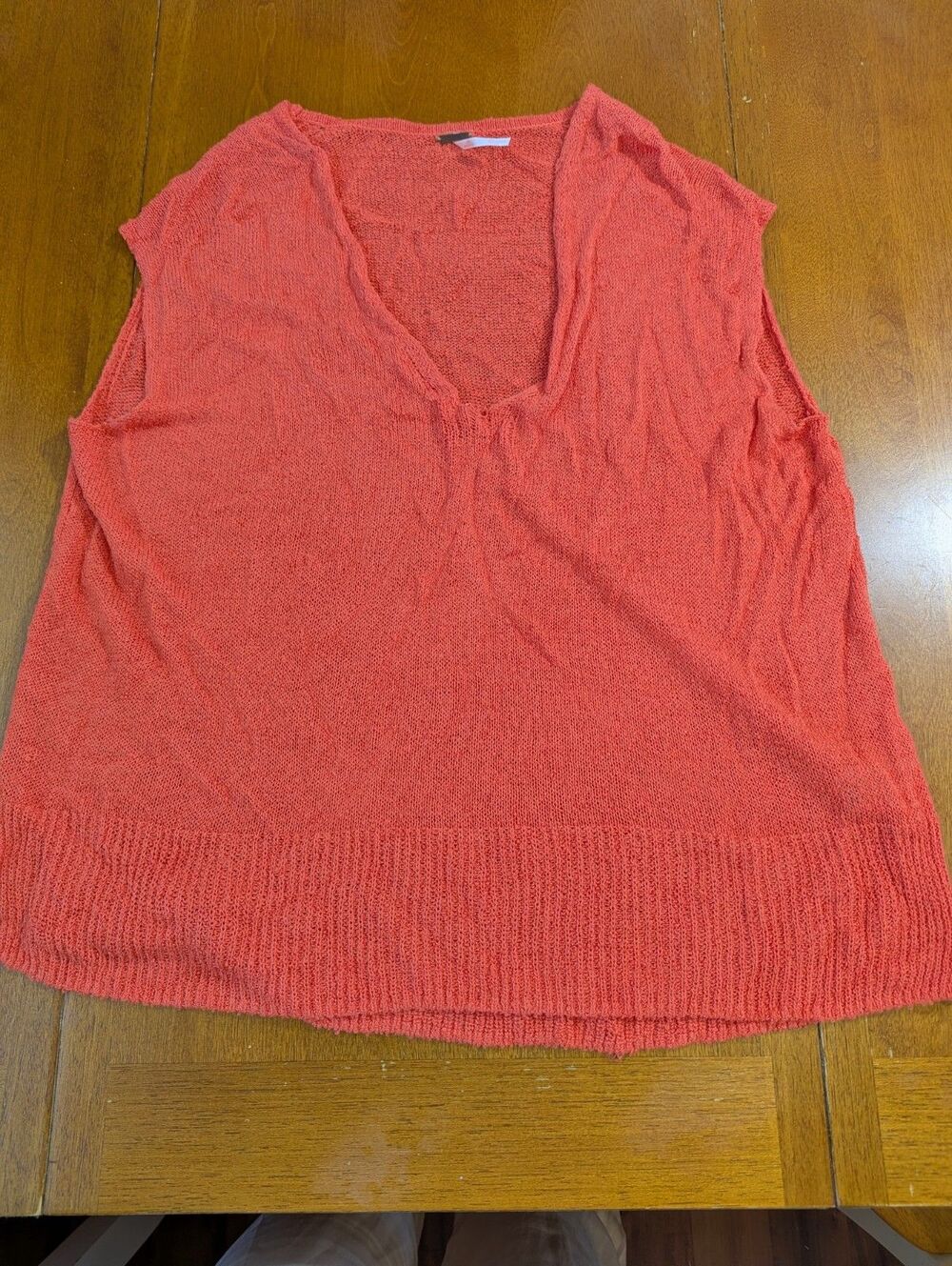 Free People Enchantment Knit Top Coral Cotton Viscose Sleeveless S Boho Indie FP